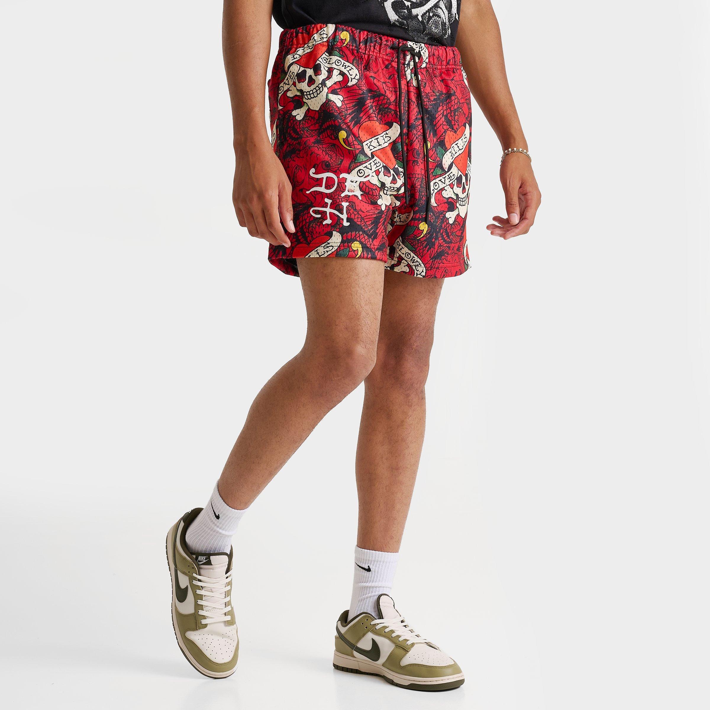 ♡ ̖́-  Men's Ed Hardy Love Kills Slowly Skull Graphic Mesh Shorts