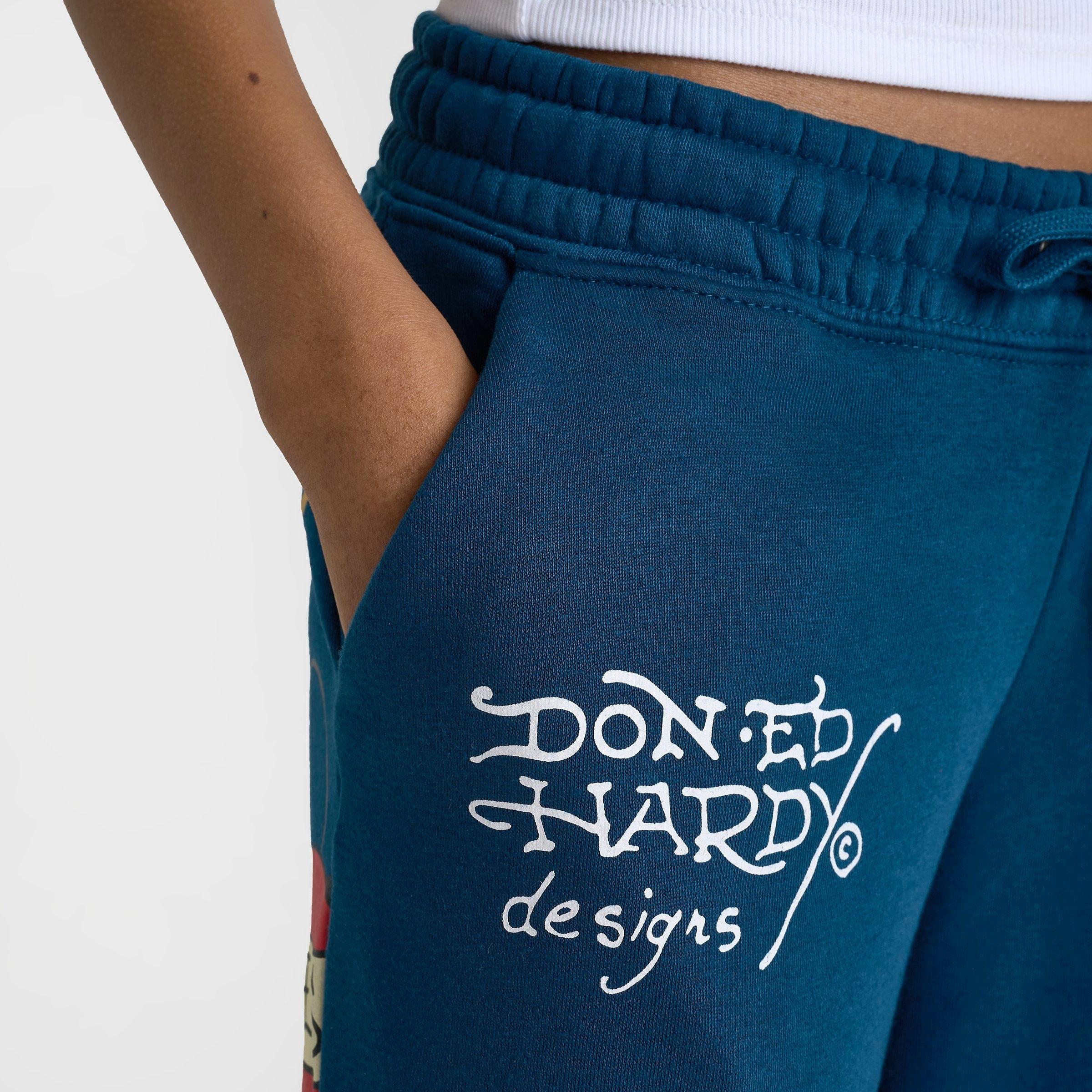 Women's Ed Hardy "Love Kills Slowly" Skull Fleece Jogger Pants