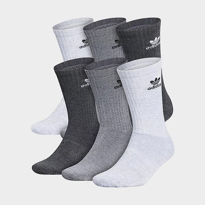Alternate view of adidas Originals Trefoil 6-Pack Cushioned Crew Socks in Heather Grey/Black/White Click to zoom