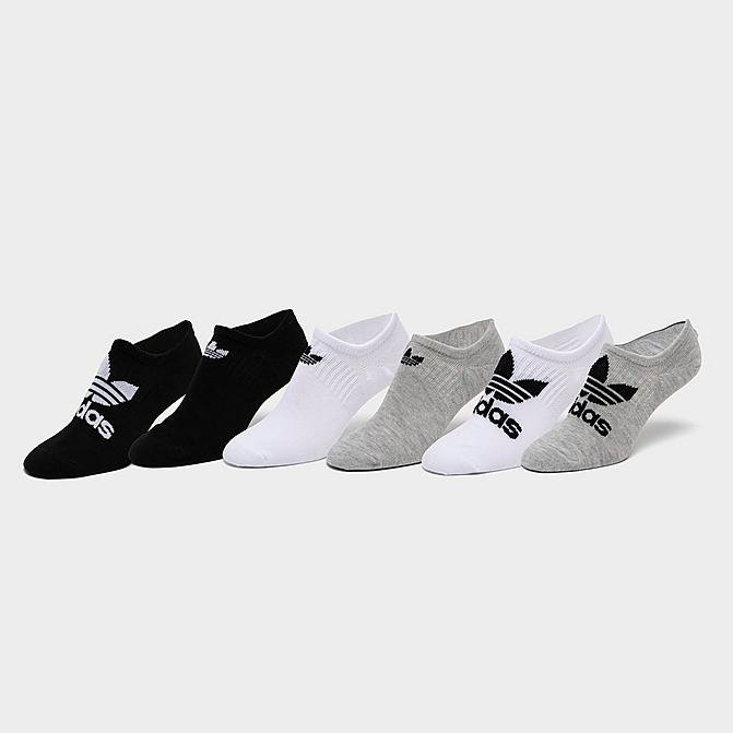 Front view of adidas Originals Classic Superlite Super-No-Show Socks (6-Pack) in White/Grey/Black Click to zoom