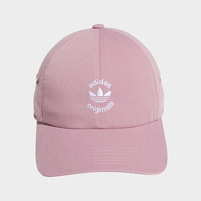 [angle] view of Women's adidas Originals Relaxed Strapback Hat in Light Purple Click to zoom