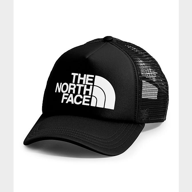 Right view of The North Face TNF Logo Trucker Snapback Hat in Black Click to zoom