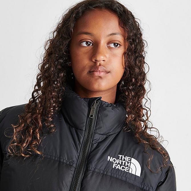 On Model 5 view of Kids' The North Face 1996 Retro Nuptse Jacket in Black Click to zoom