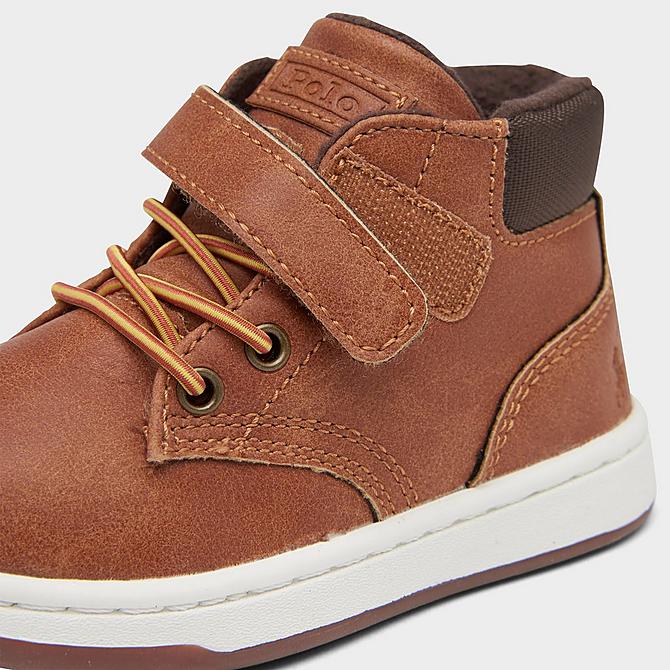 Front view of Boys' Toddler Polo Court Sneaker Boots in Brown Click to zoom