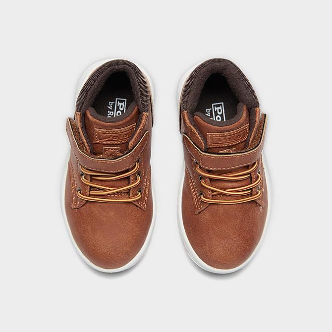 Back view of Boys' Toddler Polo Court Sneaker Boots in Brown Click to zoom