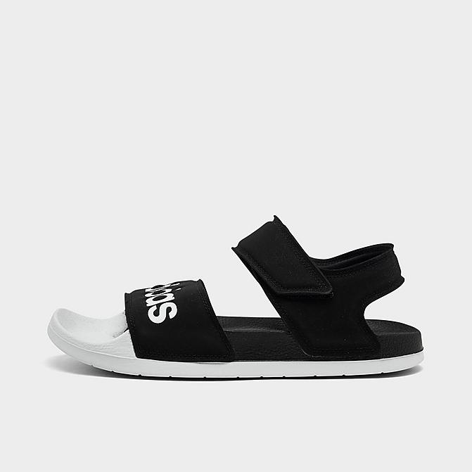 Right view of adidas Adilette Athletic Sandals (Men's Sizing) in Black/White/Black Click to zoom