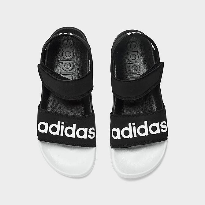 Back view of adidas Adilette Athletic Sandals (Men's Sizing) in Black/White/Black Click to zoom