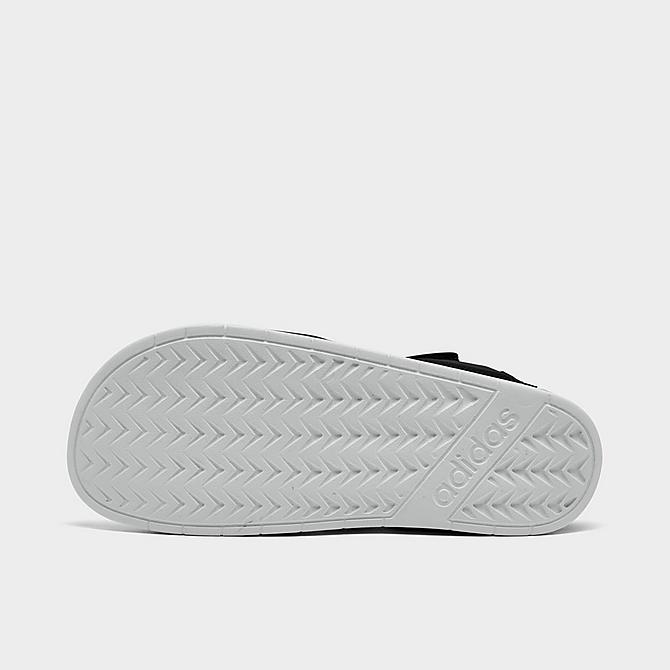 Bottom view of adidas Adilette Athletic Sandals (Men's Sizing) in Black/White/Black Click to zoom