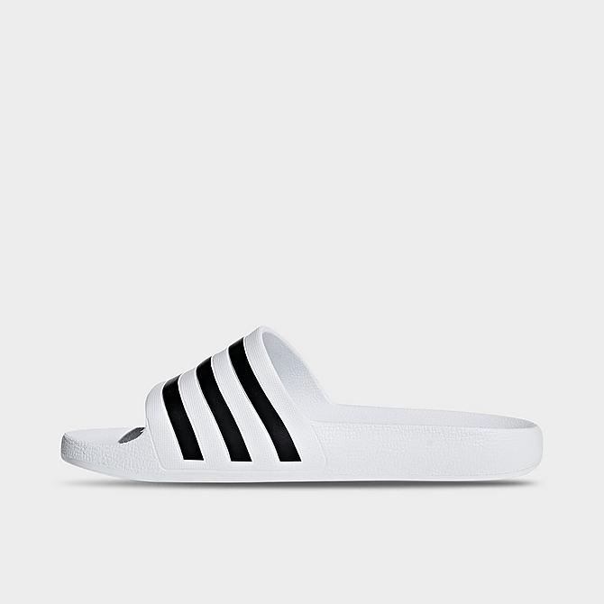Front view of Men's adidas Adilette Aqua Slide Sandals in White/Black/White Click to zoom