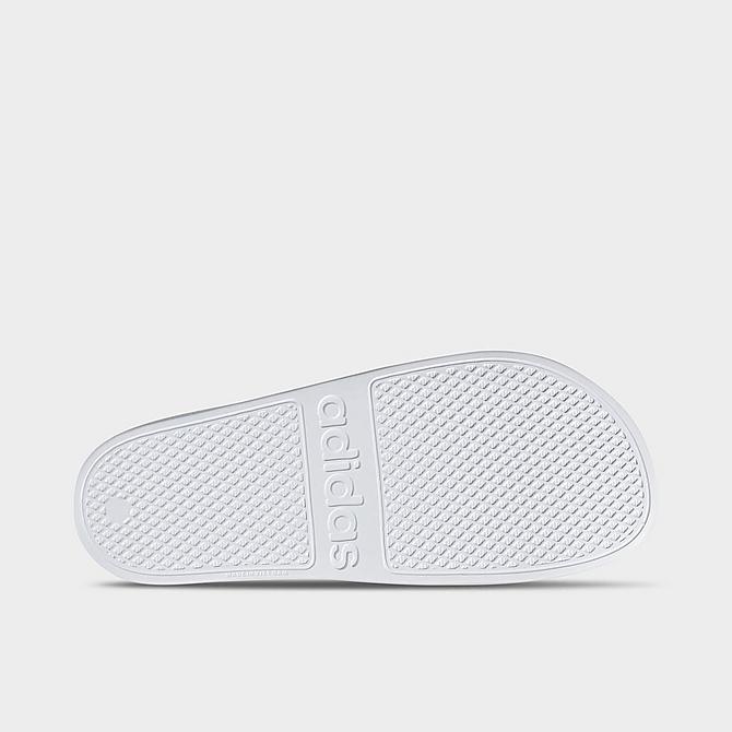 Bottom view of Men's adidas Adilette Aqua Slide Sandals in White/Black/White Click to zoom