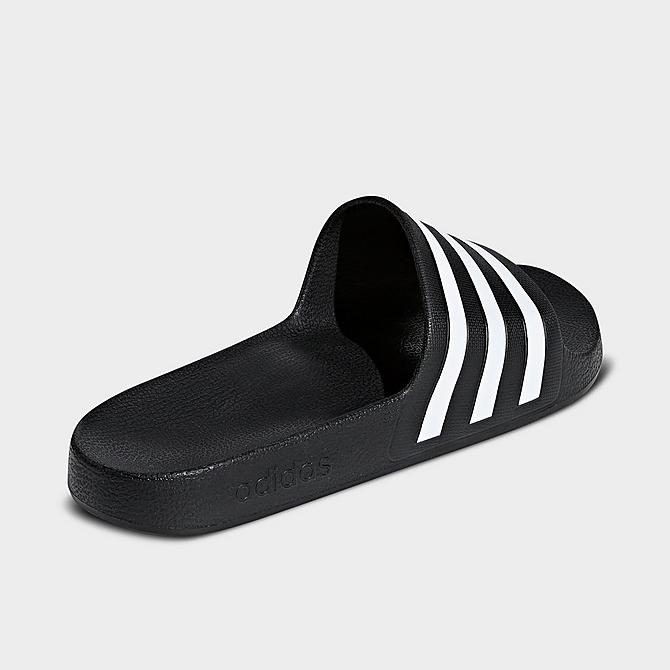 Left view of Women's adidas Originals adilette Aqua Slide Sandals in Black/White/Black Click to zoom