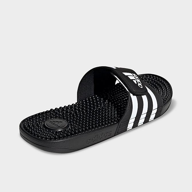 Left view of adidas Adissage Slide Sandals in Black/White/Black Click to zoom