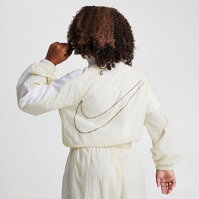 Back Right view of Girls' Nike Sportswear Woven Jacket in Coconut Milk/White/Coconut Milk Click to zoom