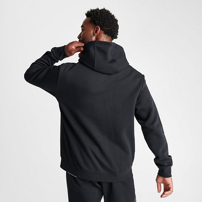Back Right view of Men's Nike Sportswear Hybrid Fleece Full-Zip Hoodie in Black/Dark Smoke Grey Click to zoom