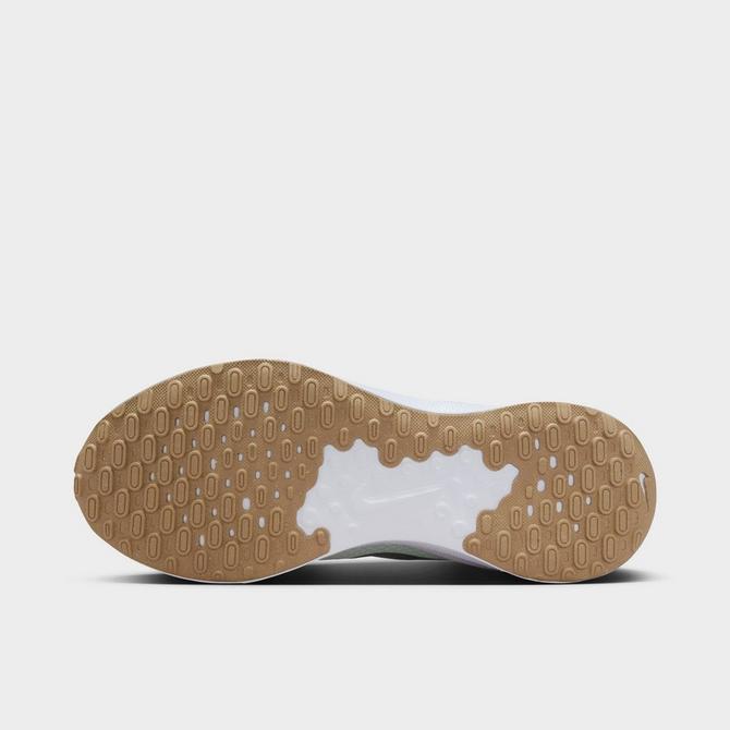 Bottom view of Women's Nike Revolution 7 Running Shoes in Barely Green/White/Platinum Tint/Metallic Silver Click to zoom