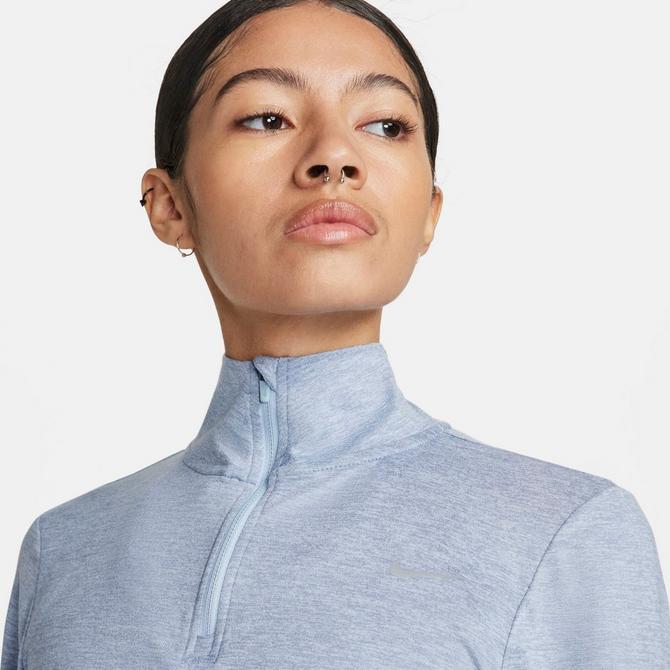 [angle] view of Women's Nike Swift Element Quarter-Zip Running Top in Light Armory Blue/Reflective Silver Click to zoom