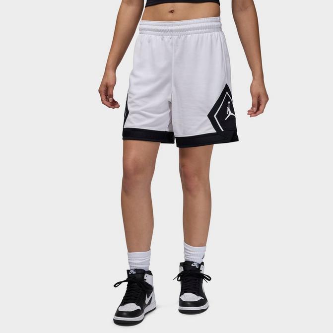 [angle] view of Women's Jordan Sport Diamond Basketball Shorts in White/Black/Black/White Click to zoom