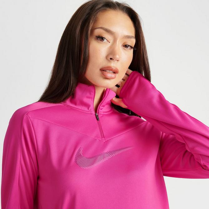 Nike Dri FIT Swoosh Womens Half Zip Long Sleeve Top Green/Silver, £26.00