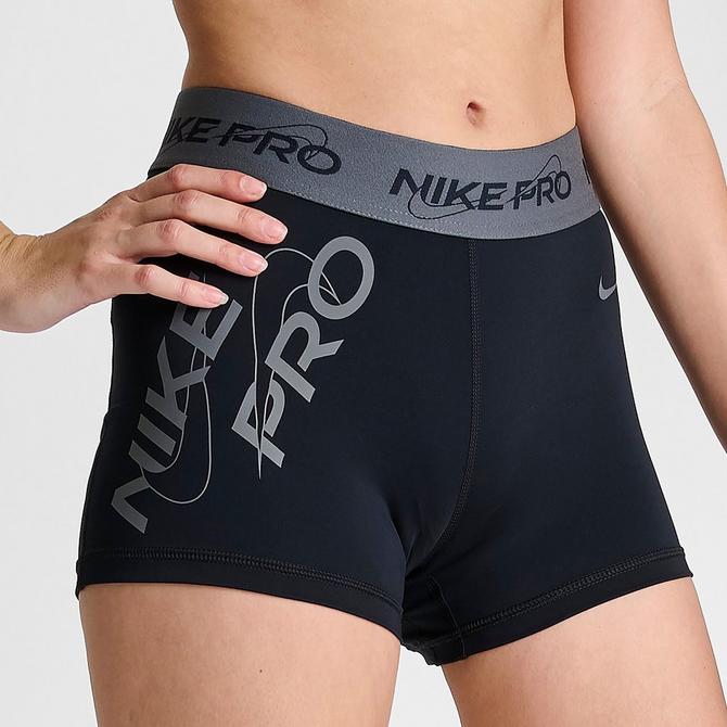 Nike Pro Training dri fit 3 inch booty shorts in black graphic