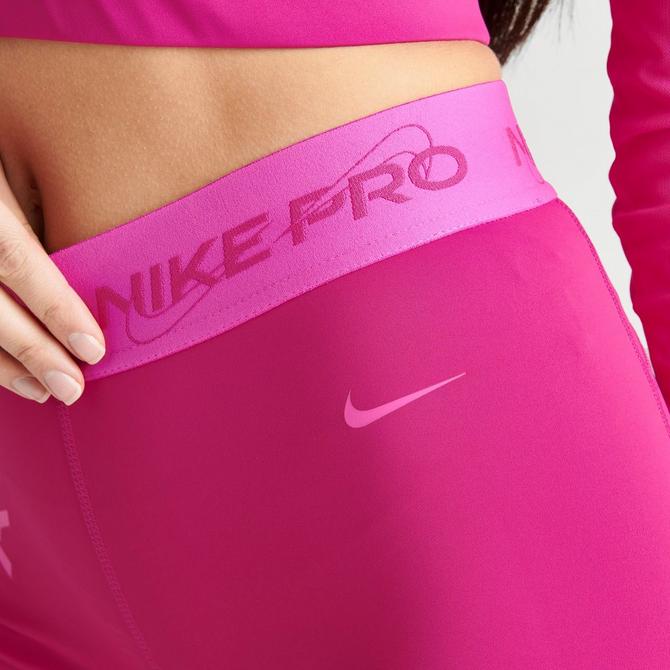Nike Pro Mid-rise Full-length Graphic Training Leggings in Pink