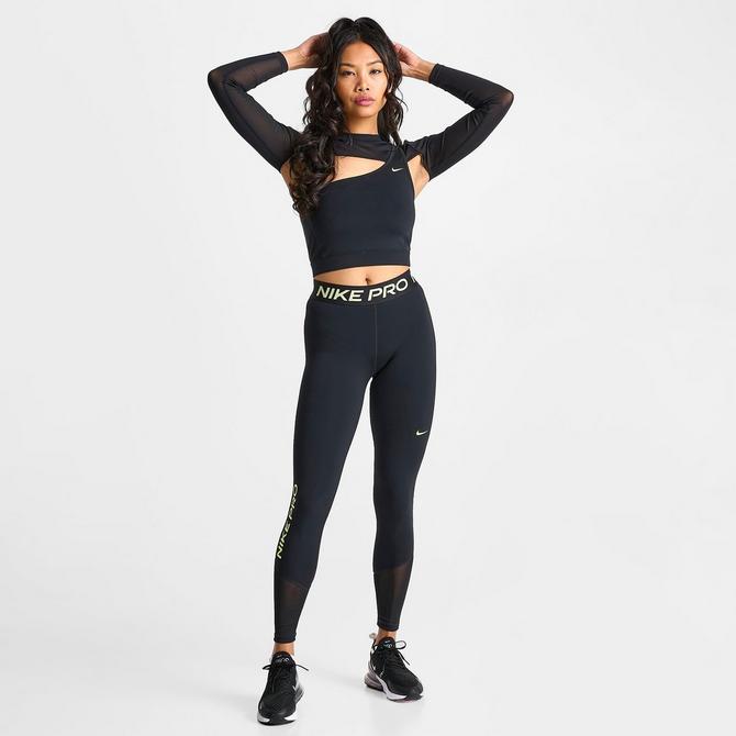 Black Nike Training Pro Long Sleeve Crop Top