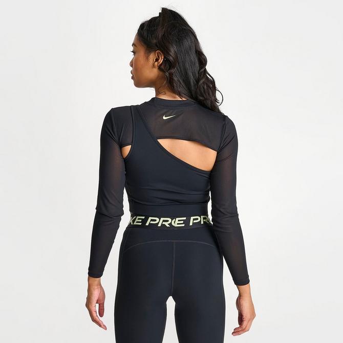 Nike pro women's cropped long best sale sleeve shirt