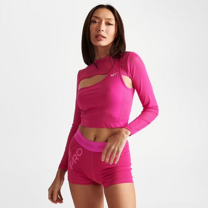 Nike pro long hot sale sleeve crop top