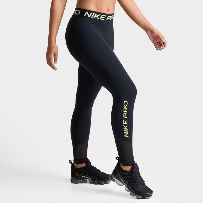 Nike Pro Womens XS Black Silver Shimmer Leggings Full Length