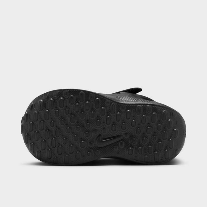 Bottom view of Kids' Toddler Nike Revolution 7 Stretch Lace Running Shoes in Black/Anthracite Click to zoom
