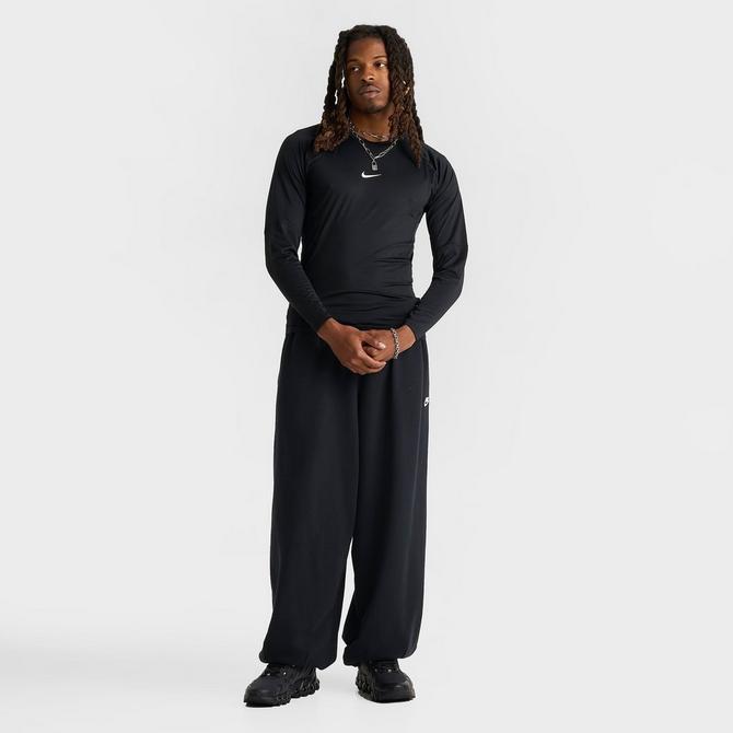 [angle] view of Men's Nike Pro Dri-FIT Tight Long-Sleeve Fitness Top in Black/White Click to zoom