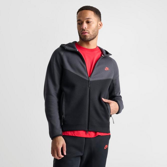 Nike Sportswear Tech Fleece Windrunner Full Zip Hoodie Light University Red  Heather / Black