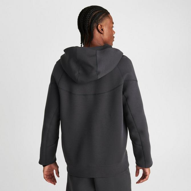 Check Hood Cotton Zip Hoodie in Black/archive beige - Men