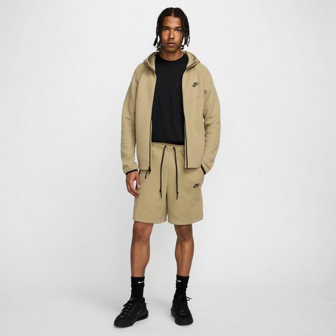 [angle] view of Men's Nike Sportswear Tech Fleece Shorts in Neutral Olive/Black Click to zoom