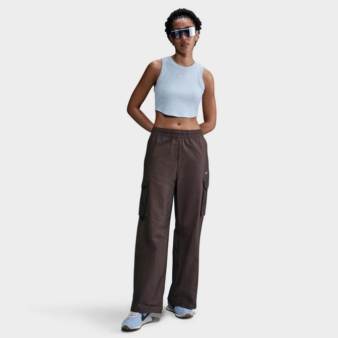 [angle] view of Women's Nike Sportswear Essential Ribbed Cropped Tank in Blue Tint/Sail Click to zoom