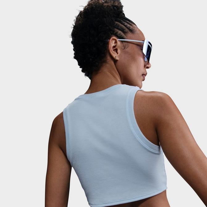 [angle] view of Women's Nike Sportswear Essential Ribbed Cropped Tank in Blue Tint/Sail Click to zoom