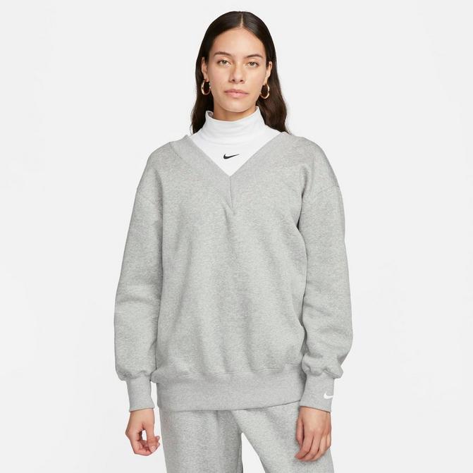 Women s Nike Sportswear Phoenix Fleece Oversized V Neck Sweatshirt