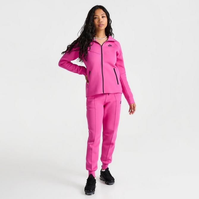 Nike Sportswear Tech Fleece Windrunner Full-zip Hoodie Womens-Size-XXL,  Pearl Pink Black…