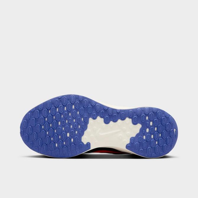Bottom view of Men's Nike Revolution 7 Road Running Shoes (Extra Wide Width) in Black/Astronomy Blue/Sail/Hyper Crimson Click to zoom