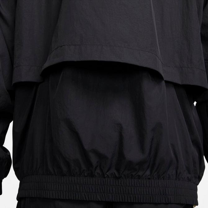 [angle] view of Men's Nike Sportswear Solo Swoosh Woven Track Jacket in Black/White Click to zoom