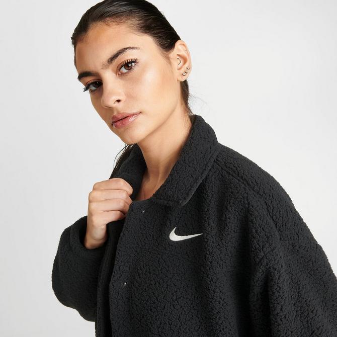 Nike Nike Sportswear Women's Logo High-Pile Jacket Black - BLACK/SAIL