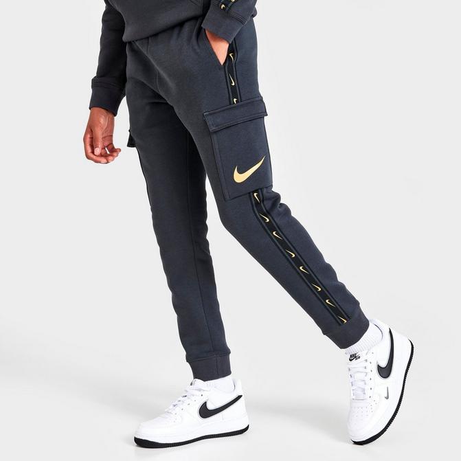 nike repeat logo taping cargo joggers in black