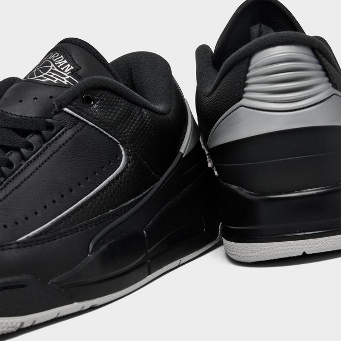 Front view of Air Jordan 2/3 Casual Shoes in Black/Black/Metallic Silver Click to zoom