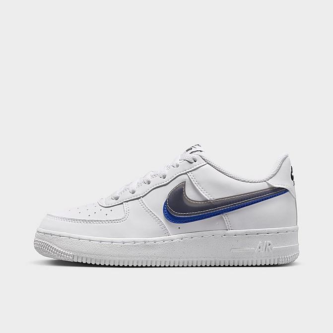 Right view of Big Kids' Nike Air Force 1 Impact Next Nature Casual Shoes in White/Hyper Royal/Summit White/Black Click to zoom