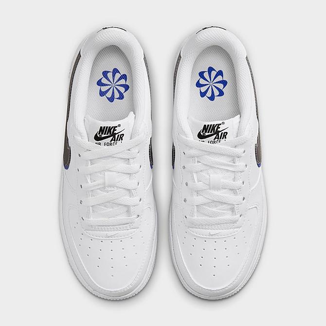 Back view of Big Kids' Nike Air Force 1 Impact Next Nature Casual Shoes in White/Hyper Royal/Summit White/Black Click to zoom