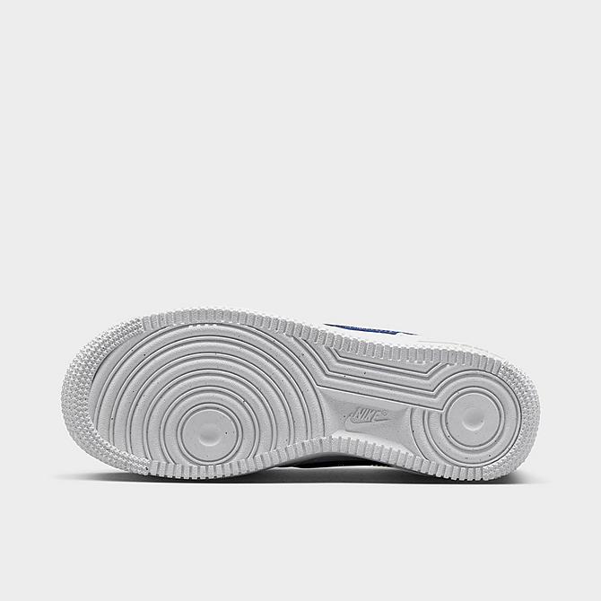 Bottom view of Big Kids' Nike Air Force 1 Impact Next Nature Casual Shoes in White/Hyper Royal/Summit White/Black Click to zoom