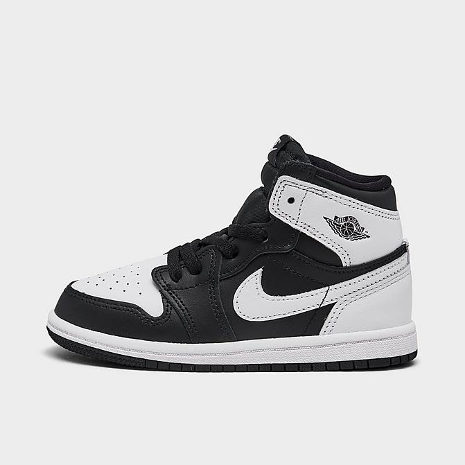 Right view of Kids' Toddler Air Jordan Retro 1 High OG Casual Shoes in Black/White/White Click to zoom