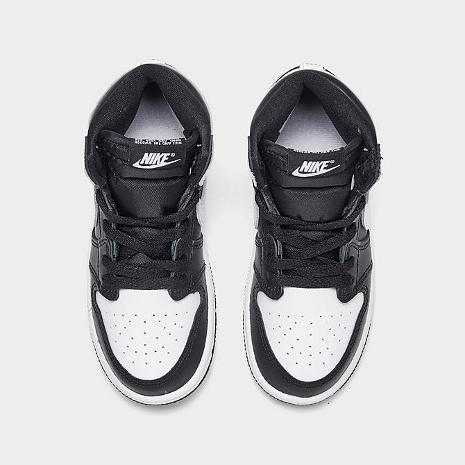 Back view of Kids' Toddler Air Jordan Retro 1 High OG Casual Shoes in Black/White/White Click to zoom