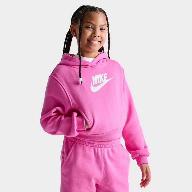 Nike Hoodie Womens Small Black Pink Swoosh Pullover Sports Gym Activewear