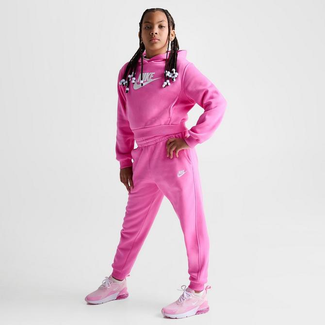 Girls pink hotsell nike tracksuit