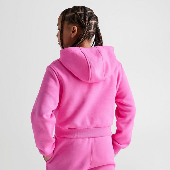 Nike Junior Girls' Sportswear Club French Terry Cropped Pullover Hoodie  Medium Soft Pink / White